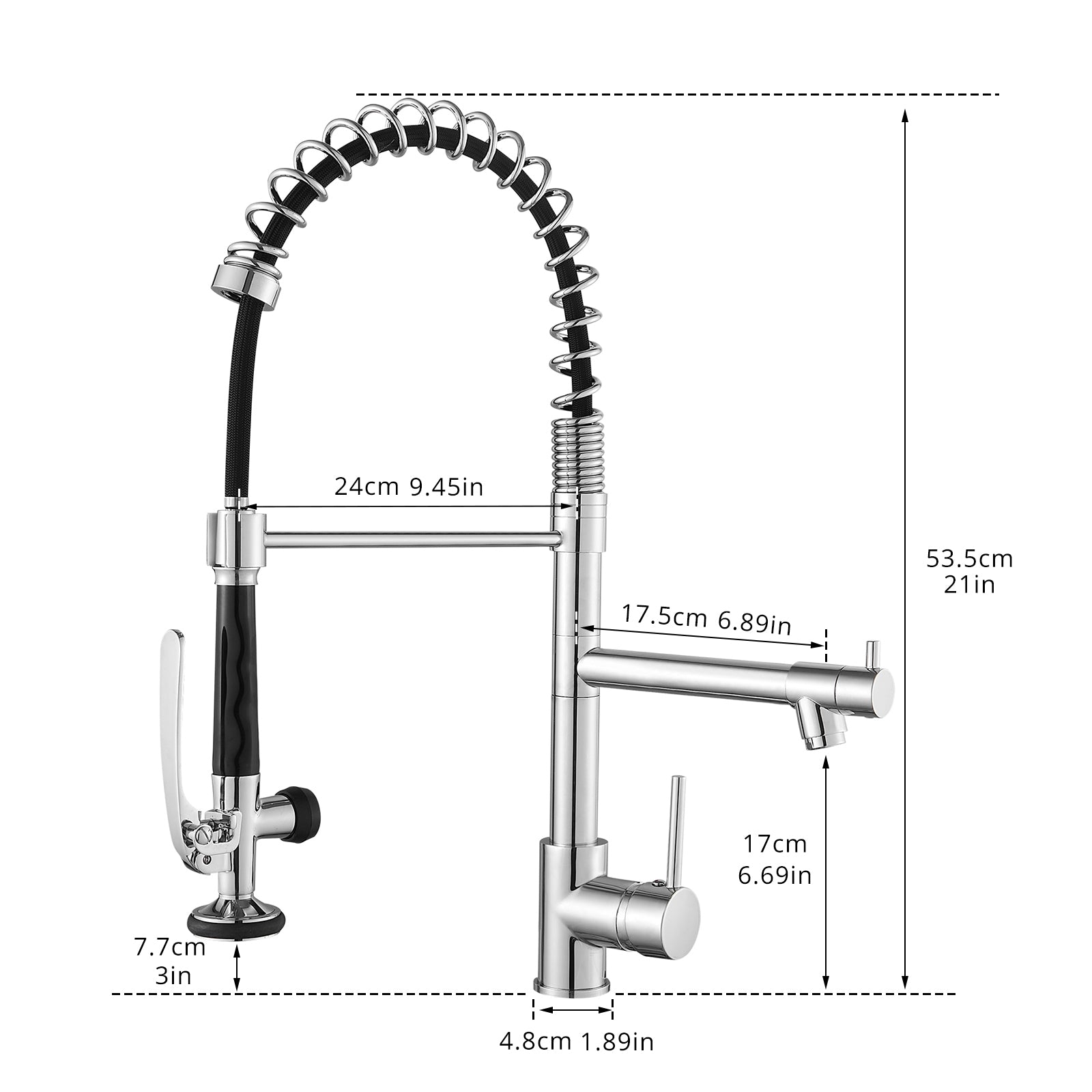 Commercial Kitchen Faucet With Pull Down Sprayer, Single Handle Single Lever Kitchen Sink Faucet Chrome Kitchen Contemporary Ceramic Brass