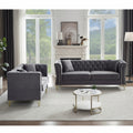 3 Seater 2 Seater Combination Sofa Tufted Couch With Rolled Arms And For Living Room, Bedroom, Office, Apartment, Four Pillows Grey Foam Velvet