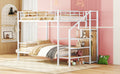 Full Over Full Metal Bunk Bed With Lateral Storage Ladder And Wardrobe, White White Iron