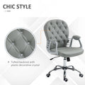 Vinsetto Pu Leather Home Office Chair, Button Tufted Desk Chair With Padded Armrests, Adjustable Height And Swivel Wheels, Gray Gray Faux Leather