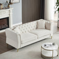 3 Seater 3 Seater Combination Sofa Tufted Couch With Rolled Arms And For Living Room, Bedroom, Office, Apartment, Four Pillows Beige Foam Velvet