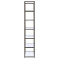 Black Nickel 6 Tier Bookcase 6 Black Standard Horizontal Office Open Back Glass Contemporary,Modern Metal