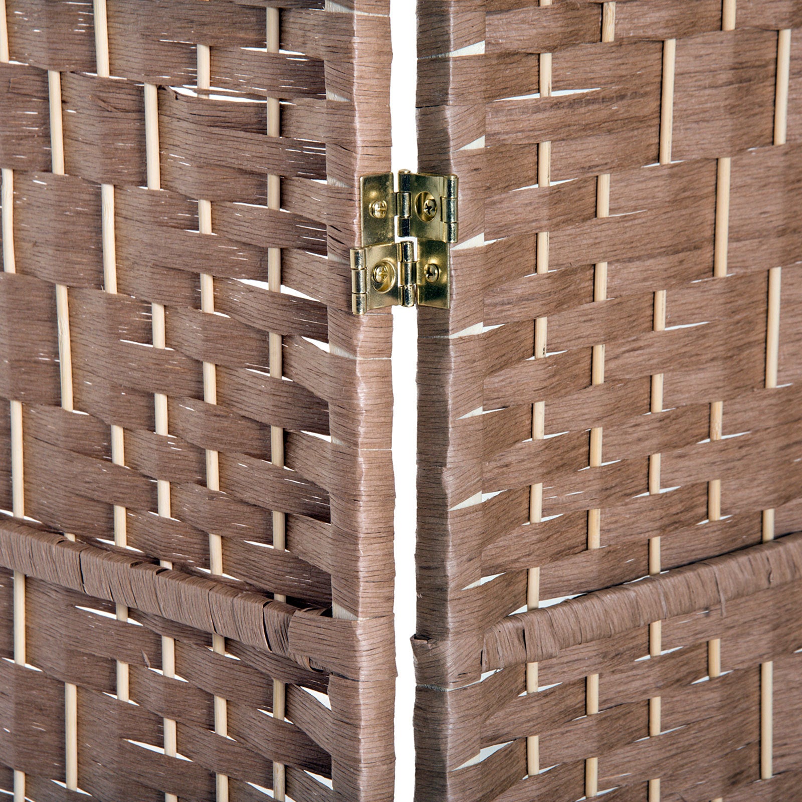 Homcom 6' Tall Wicker Weave 4 Panel Room Divider Privacy Screen Natural Natural Wood