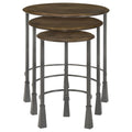 Natural And Gunmetal 3 Piece Nesting Table Brown Primary Living Space Contemporary,Modern Tabeltop Mango Round Coffee & End Tables Wood