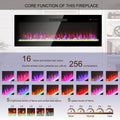 50 Inch Electric Fireplace, Recessed And Wall Mounted Fireplace Powder Coated Electric Antique Black Vent Free Yes Tempered Glass Sheet Metal Plastic Electric