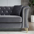 3 Seater 3 Seater Combination Sofa Tufted Couch With Rolled Arms And For Living Room, Bedroom, Office, Apartment, Four Pillows Grey Foam Velvet