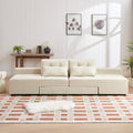 Convertible 3 In 1 Sleeper Sofa And Sectional Sofa With 4 Storage Space For Living Room,Corduroy Couch With 4 Pillows,Corduroy Beige Corduroy 3 Seat