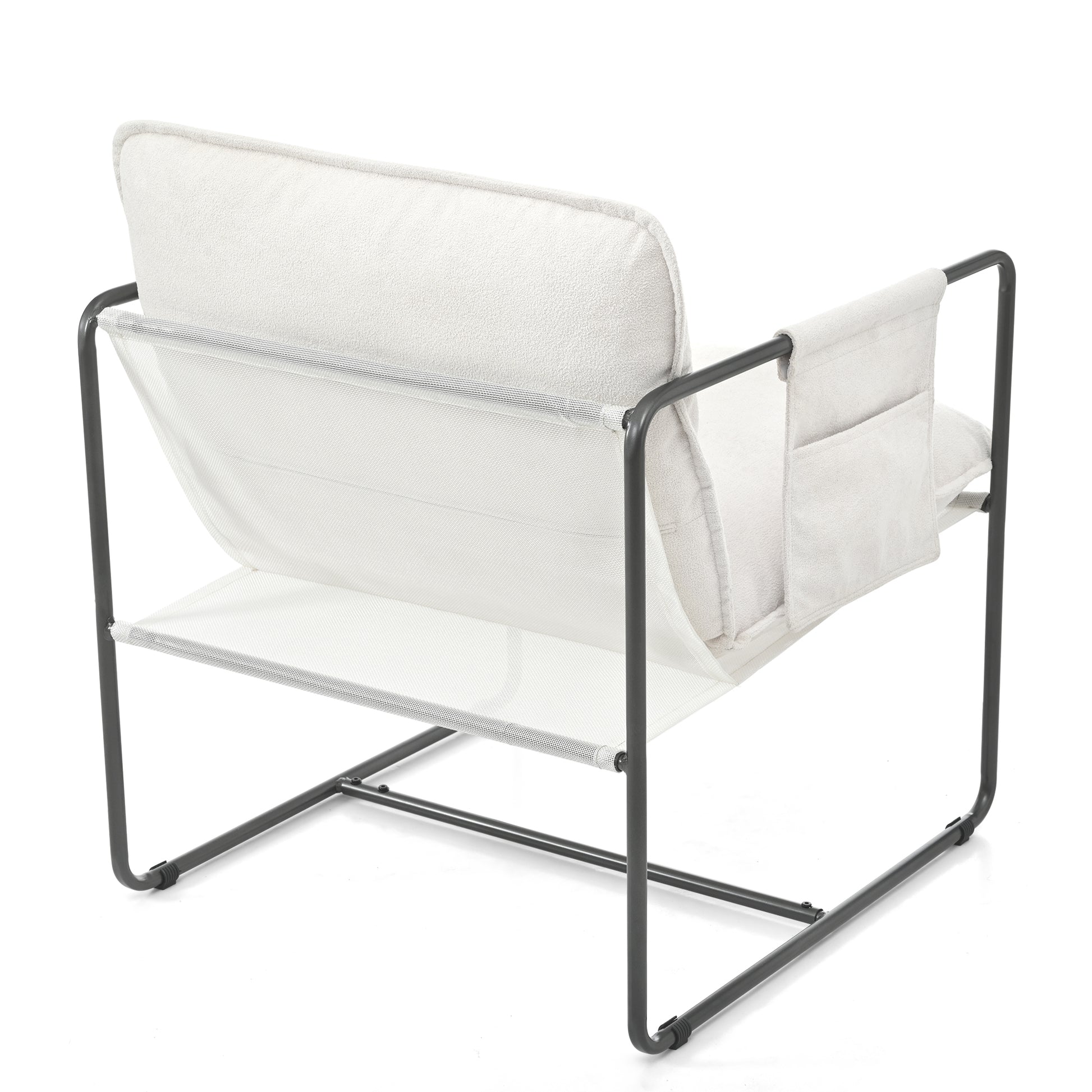 2 Sets 1 Case, Upholstered Hanging Armchair With Arm Pocket Metal Frame, Crushed Foamcushions And Skin Friendly Braid For Living Room And Bedroom. White Color White Foam Polyester