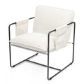 2 Sets 1 Case, Upholstered Hanging Armchair With Arm Pocket Metal Frame, Crushed Foamcushions And Skin Friendly Braid For Living Room And Bedroom. White Color White Foam Polyester