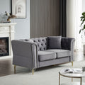 3 Seater 3 Seater Combination Sofa Tufted Couch With Rolled Arms And For Living Room, Bedroom, Office, Apartment, Four Pillows Grey Foam Velvet