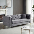 3 Seater 2 Seater Combination Sofa Tufted Couch With Rolled Arms And For Living Room, Bedroom, Office, Apartment, Four Pillows Grey Foam Velvet