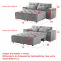 Convertible 3 In 1 Sleeper Sofa And Sectional Sofa With 4 Storage Space For Living Room,Corduroy Couch With 4 Pillows,Corduroy Grey Corduroy 3 Seat