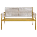 K&K 4 Piece Rope Patio Furniture Set, Outdoor Furniture With Tempered Glass Table, Patio Conversation Set Deep Seating With Thick Cushion For Backyard Porch Balcony Beige&Mustard Yellow Yes Complete Patio Set Beige Yellow Weather Resistant Frame Fade