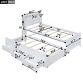 Twin Size Platform Bed With Storage Led Headboard, Twin Size Trundle And 3 Drawers, White Box Spring Not Required Twin White Bedroom Bed Frame Solid Wood Mdf