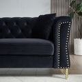 3 Seater 2 Seater Combination Sofa Tufted Couch With Rolled Arms And For Living Room, Bedroom, Office, Apartment, Four Pillows Black Foam Velvet