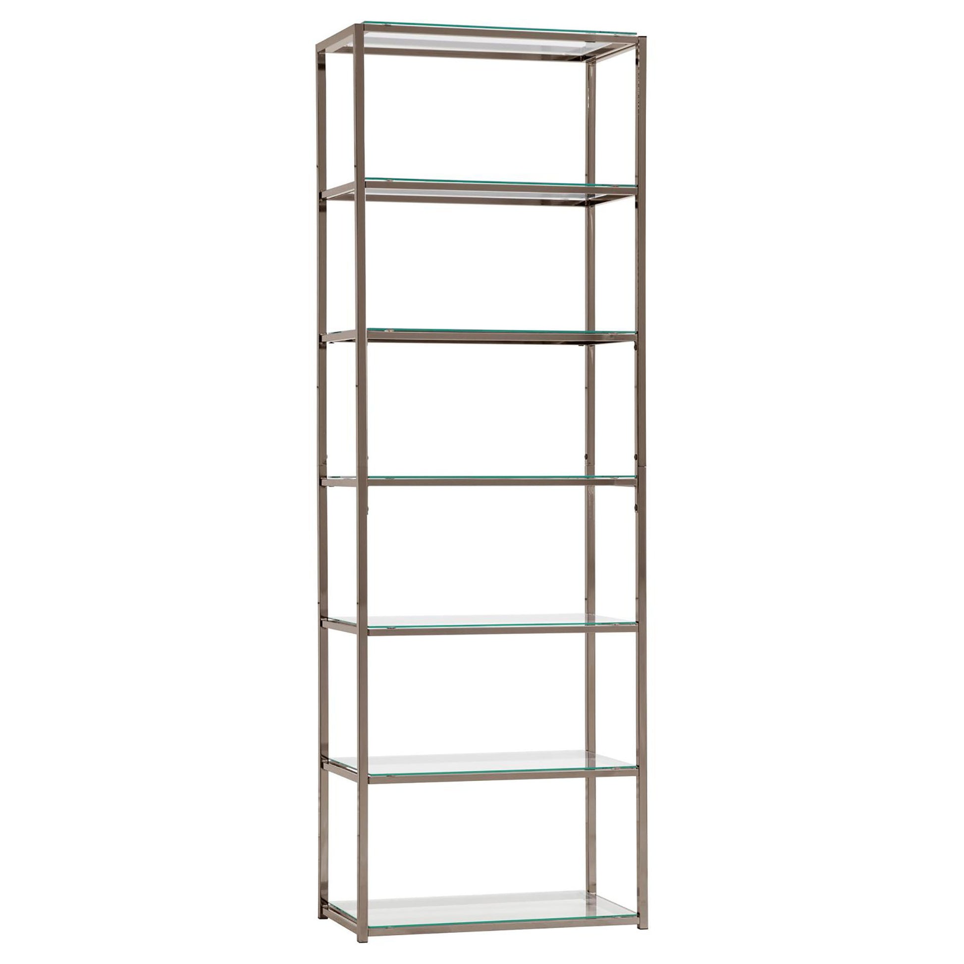 Black Nickel 6 Tier Bookcase 6 Black Standard Horizontal Office Open Back Glass Contemporary,Modern Metal