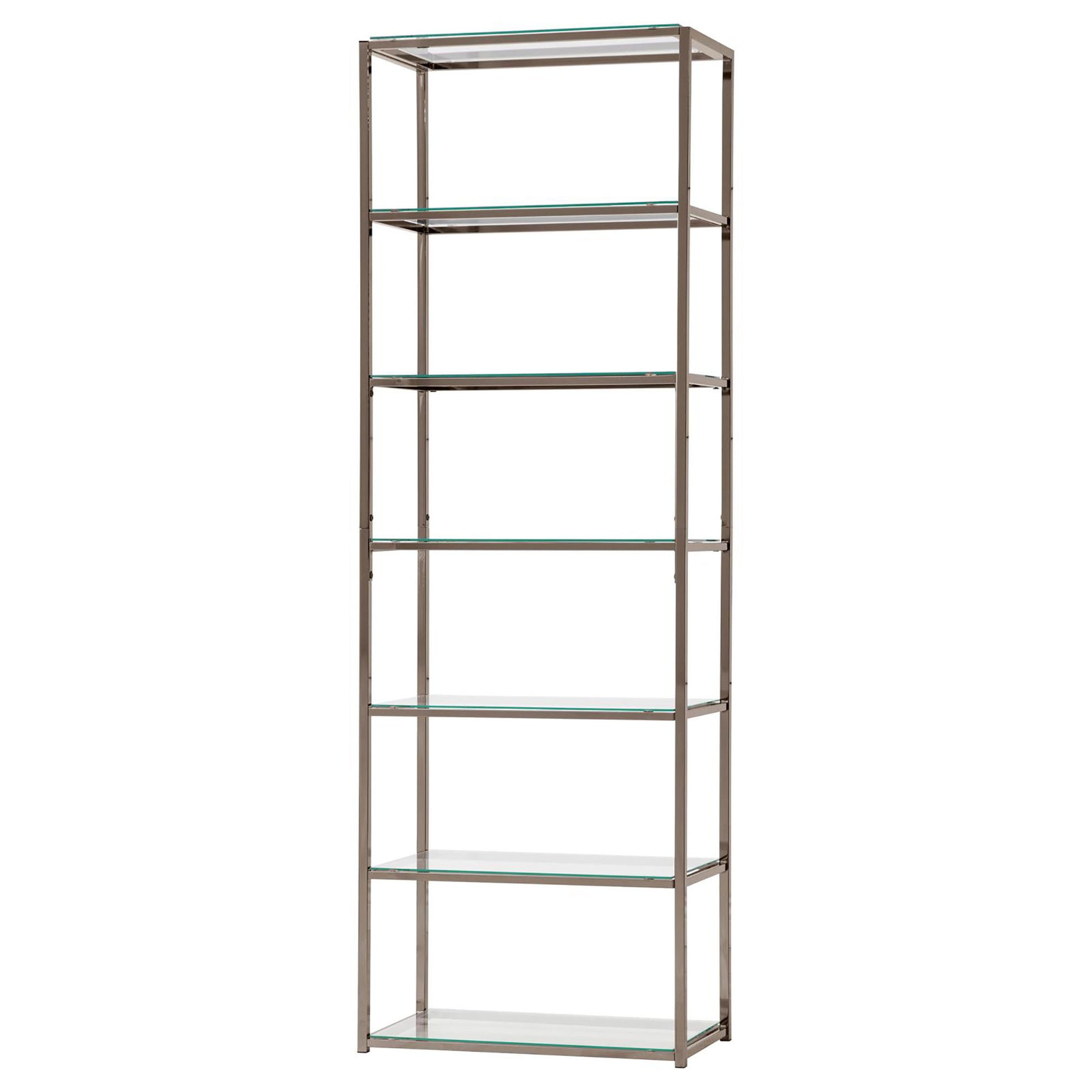 Black Nickel 6 Tier Bookcase 6 Black Standard Horizontal Office Open Back Glass Contemporary,Modern Metal