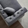 3 Seater 2 Seater Combination Sofa Tufted Couch With Rolled Arms And For Living Room, Bedroom, Office, Apartment, Four Pillows Grey Foam Velvet