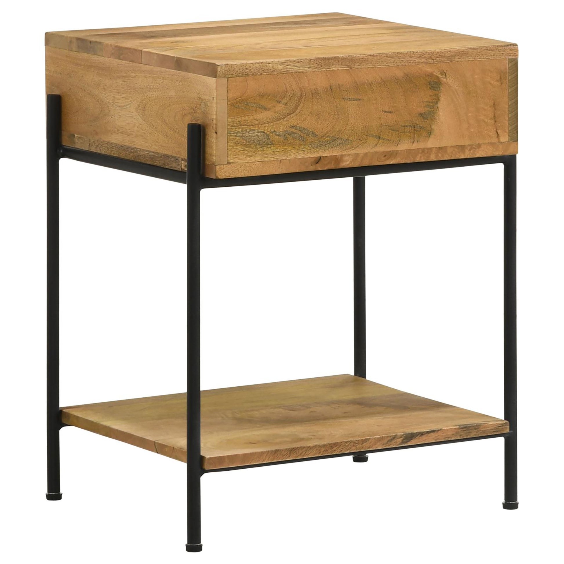 Natural Mango 1 Drawer Accent Table With Bottom Shelf Brown Primary Living Space Farmhouse,Rustic Mango Rectangular Drawers Coffee & End Tables Wood