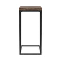 Rustic Herringbone Chevron Accent Table Brown Primary Living Space Industrial Tabeltop Rectangular Coffee & End Tables Metal