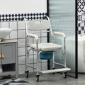 Homcom 3 In 1 Shower Commode Wheelchair, Transport Beside Commode Chair, Waterproof Rolling Over Toilet Chair 330 Lbs. Weight Capacity With Padded Seat, Gray Gray Aluminum