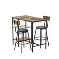 Bar Table And Chairs Set For 2, 3 Pieces Pub Dining Table Set, 2 Bar Stools Pu Upholstery Seat With Backrest For Kitchen, Apartment, Small Space Wood Antique Brown Seats 2 Brown Metal Dining Room 4 Leg Rectangular Dining Table With Chair Wood Metal