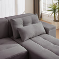 Convertible 3 In 1 Sleeper Sofa And Sectional Sofa With 4 Storage Space For Living Room,Corduroy Couch With 4 Pillows,Corduroy Grey Corduroy 3 Seat