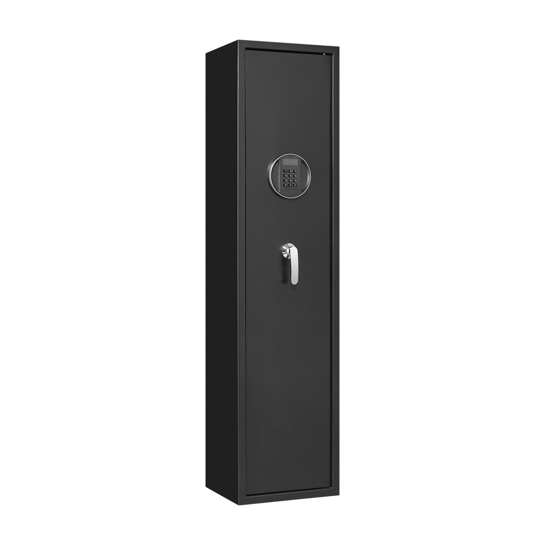 Black Steel Cabinet, With Inner Safe Box, Led Lights, Removable Shelf And Rack. Black Steel