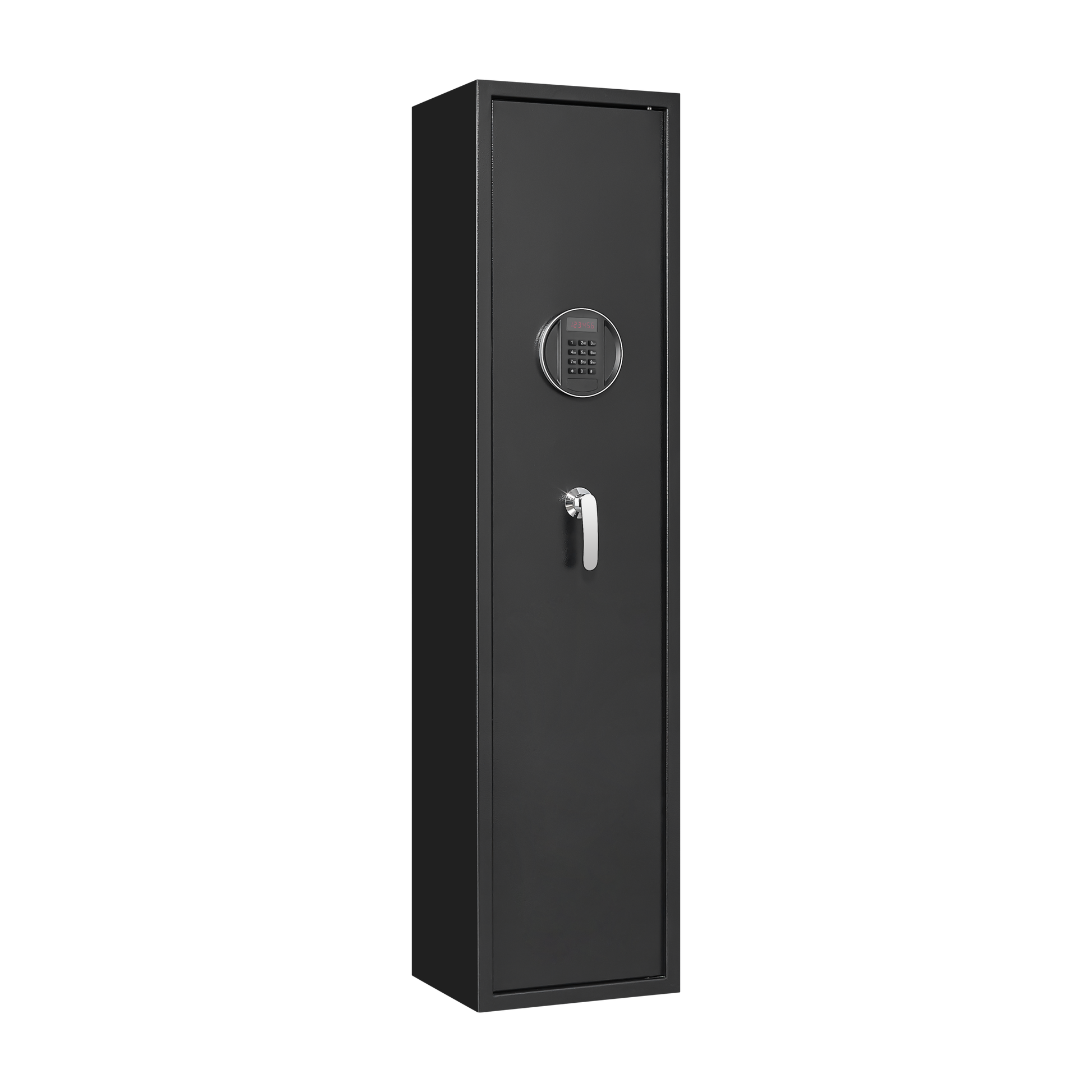 Black Steel Cabinet, With Inner Safe Box, Led Lights, Removable Shelf And Rack. Black Steel