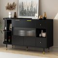 Rotating Storage Cabinet With 2 Doors And 2 Drawers, Suitable For Living Room, Study, And Balcony 1 2 Shelves Black Mdf