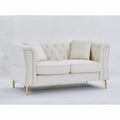 3 Seater 3 Seater Combination Sofa Tufted Couch With Rolled Arms And For Living Room, Bedroom, Office, Apartment, Four Pillows Beige Foam Velvet
