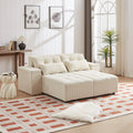 Convertible 3 In 1 Sleeper Sofa And Sectional Sofa With 4 Storage Space For Living Room,Corduroy Couch With 4 Pillows,Corduroy Beige Corduroy 3 Seat