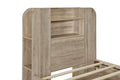 Twin Size Storage Platform Bed Frame With With Two Drawers And Light Strip Design In Headboard,Oak Twin Natural Solid Wood Mdf