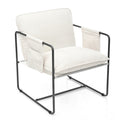 2 Sets 1 Case, Upholstered Hanging Armchair With Arm Pocket Metal Frame, Crushed Foamcushions And Skin Friendly Braid For Living Room And Bedroom. White Color White Foam Polyester