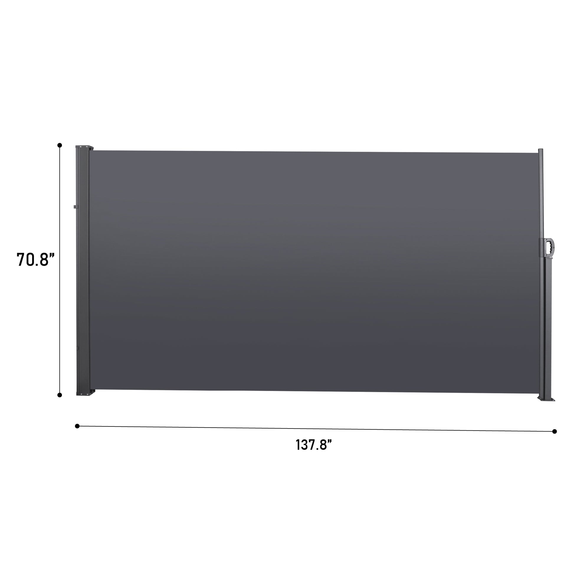 138" X 71''Retractable Side Awning, Waterproof & Uv Resistant, Privacy Screen Divider Roll Up Balcony Grey Grey Rectangular No Foundation Needed Manual Uv Resistant Canopies Polyester Metal