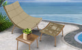 Chaise Lounge Chair With Table For Outdoor Indoor Wood Color Alloy Frame 380Lbs Capacity With Cushion Recliner For Camping Gaming Lunch Break Garden Party Sunbathing Wood Iron