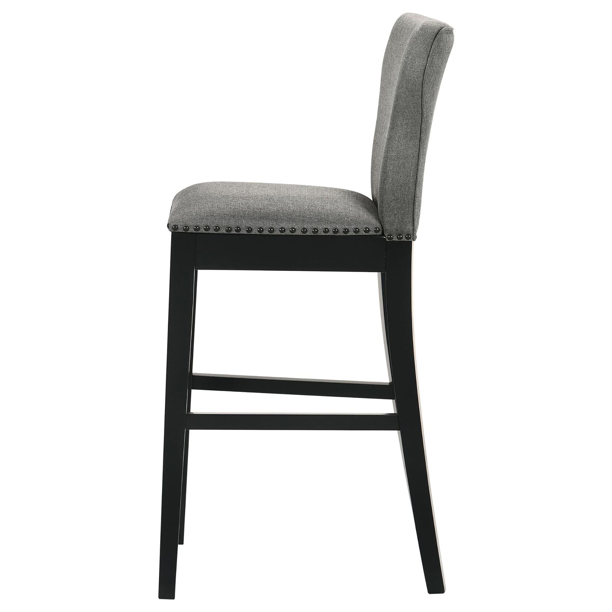 Grey And Black Stool With Trim Set Of 2 Grey Dining Room Wipe Clean Transitional Bar Stools Solid Back Foam Upholstered