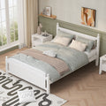 Queen Size Solid Wood Platform Bed Frame For Kids, Teens, Adults, No Need Box Spring, White Box Spring Not Required Queen White Wood Bedroom Mid Century Modern,Modern Pine Bed Frame Wood