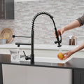 Commercial Kitchen Faucet With Pull Down Sprayer, Single Handle Single Lever Kitchen Sink Faucet Oil Rubbed Bronze Kitchen Contemporary Ceramic Brass