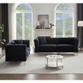 3 Seater 2 Seater Combination Sofa Tufted Couch With Rolled Arms And For Living Room, Bedroom, Office, Apartment, Four Pillows Black Foam Velvet
