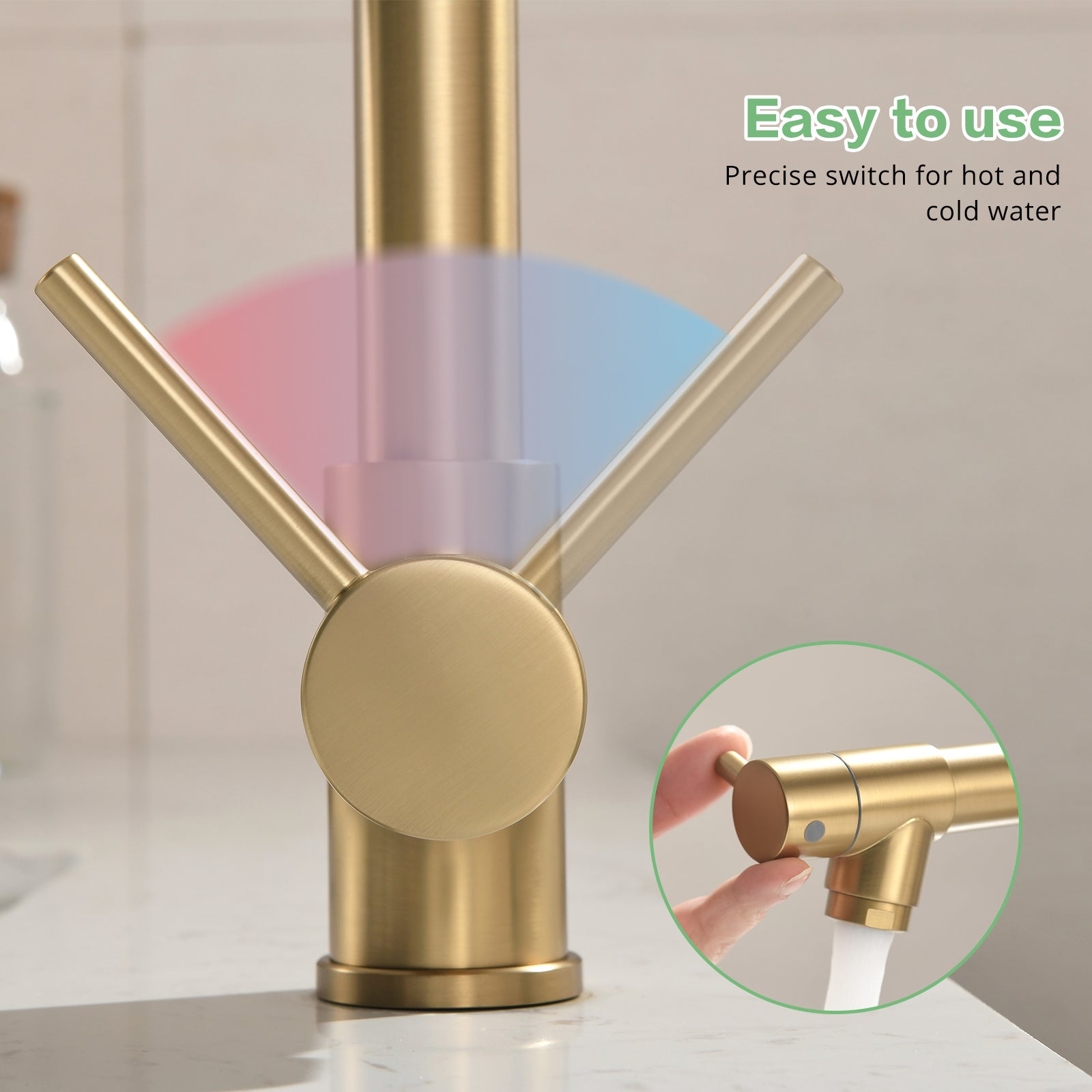 Commercial Kitchen Faucet With Pull Down Sprayer, Single Handle Single Lever Kitchen Sink Faucet Gold Kitchen Contemporary Ceramic Brass