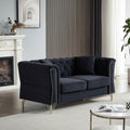 3 Seater 3 Seater Combination Sofa Tufted Couch With Rolled Arms And For Living Room, Bedroom, Office, Apartment, Four Pillows Black Foam Velvet