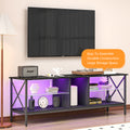 Tv Stand,Iron Tv Cabinet,Entertainment Center, Tv Set, Media Console, With Led Lights, Remote Control,Toughened Glass Stand,Can Be Placed In The Living Room, Bedroom, Color:Black With Marble Texture Black Primary Living Space 60 69 Inches 60 69 Inches 65