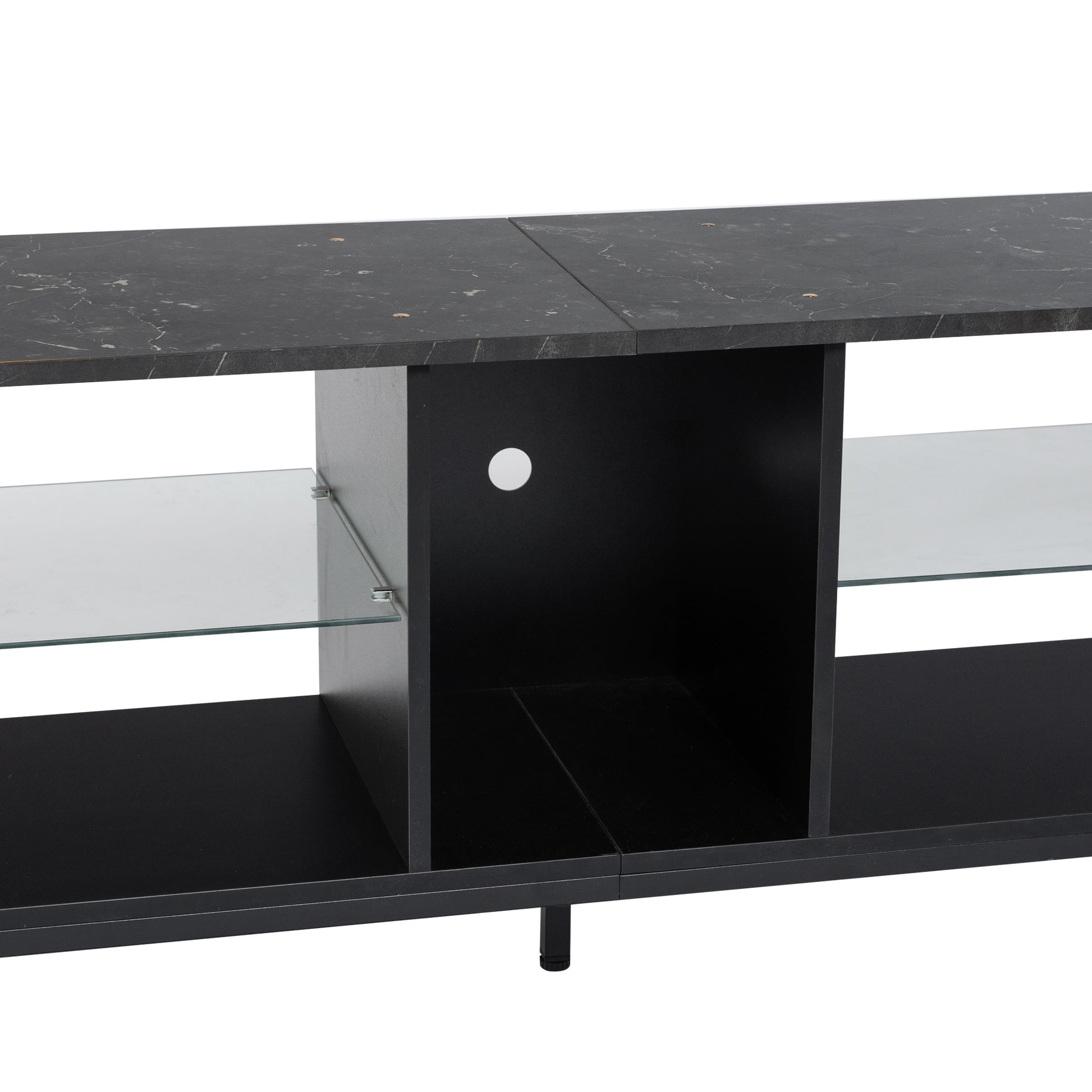 Tv Stand,Iron Tv Cabinet,Entertainment Center, Tv Set, Media Console, With Led Lights, Remote Control,Toughened Glass Stand,Can Be Placed In The Living Room, Bedroom, Color:Black With Marble Texture Black Primary Living Space 60 69 Inches 60 69 Inches 65