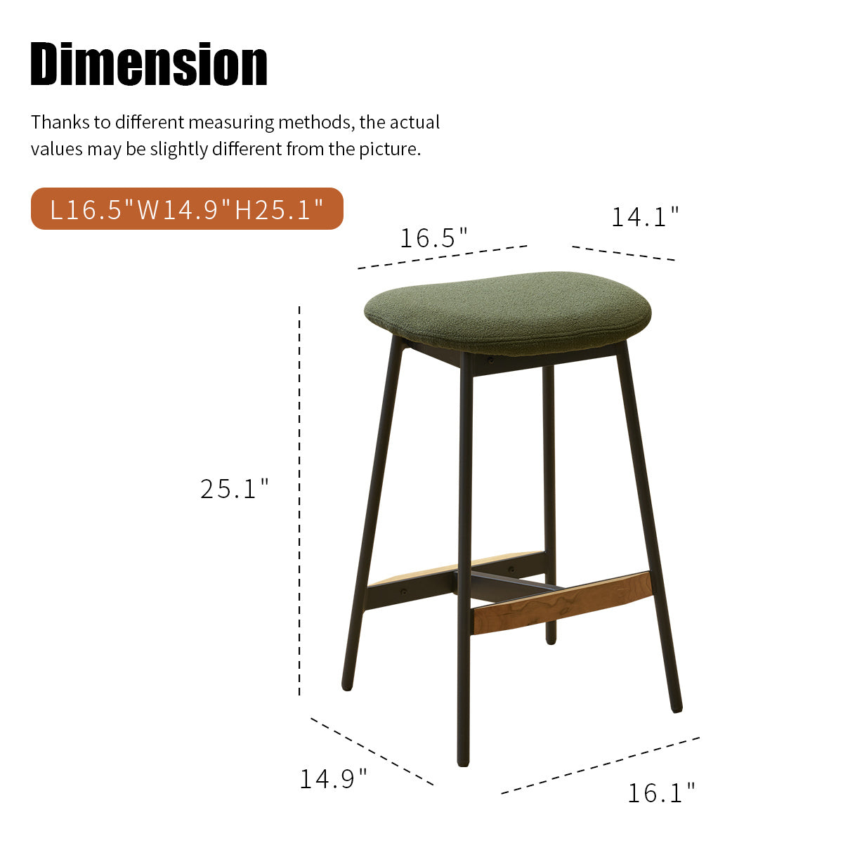 Modern Set Of 2 Bar Stools Comfortable & Stylish Counter Height And Bar Height Bar Stools,Soft Fabric Upholstered, Backless For Kitchen, Dining Room Bar Chairs White Metal