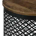 Natural And Black Drum Base Accent Table Brown Primary Living Space Industrial Tabeltop Mango Round Coffee & End Tables Wood