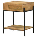 Natural Mango 1 Drawer Accent Table With Bottom Shelf Brown Primary Living Space Farmhouse,Rustic Mango Rectangular Drawers Coffee & End Tables Wood
