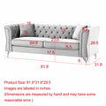 3 Seater 2 Seater Combination Sofa Tufted Couch With Rolled Arms And For Living Room, Bedroom, Office, Apartment, Four Pillows Grey Foam Velvet