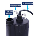 Submersible Water Pump, 1 4Hp 2000Gph Thermoplastic Utility Pump Portable Electric Water Pump Sump Pump, With 10 Feet Power Cord. Black Abs