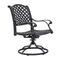 Durable Outdoor Dining Swivel Rockers With Cushions, Set Of 2, Sandstorm Antique Gray Aluminium